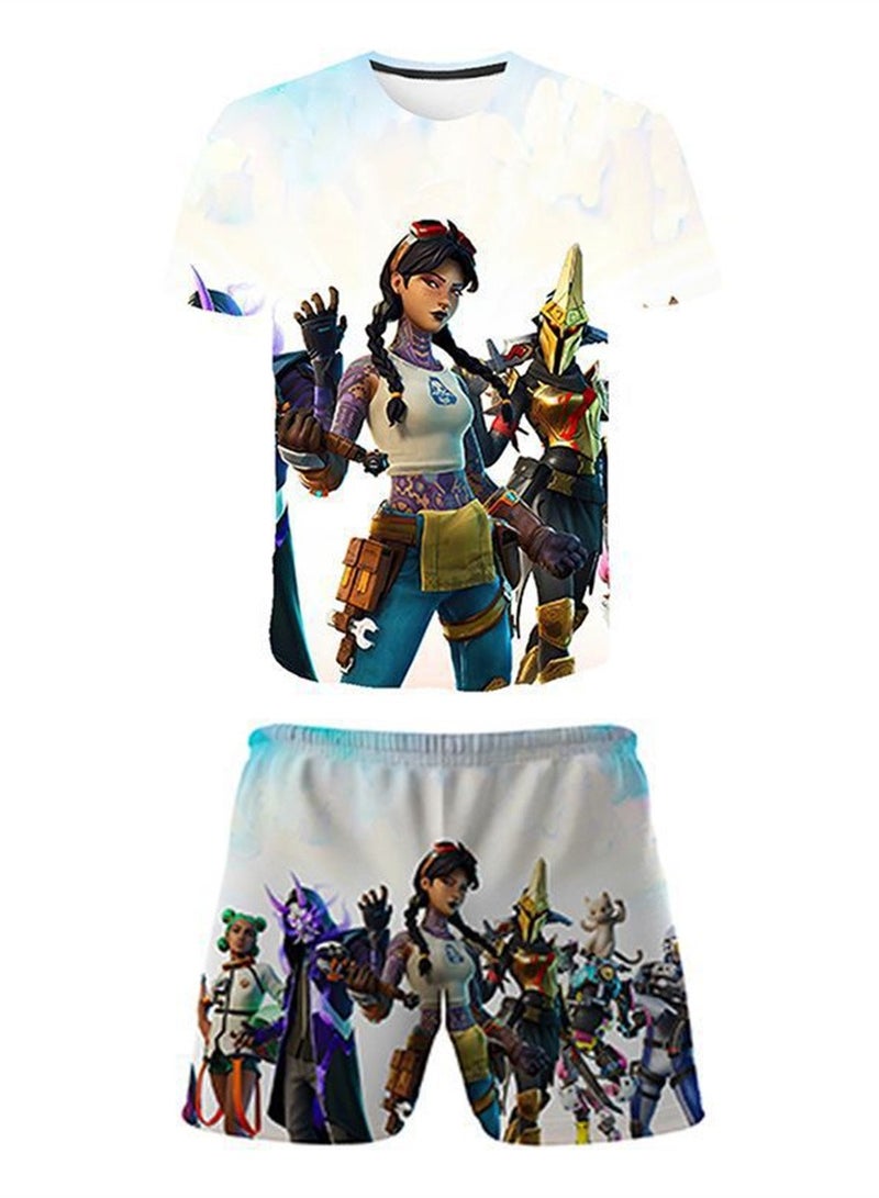 مجموعة Game Fortnite مجموعة شورت تي شيرت للأطفال بطباعة رقمية ثلاثية الأبعاد قابلة للتنفس - Image 1