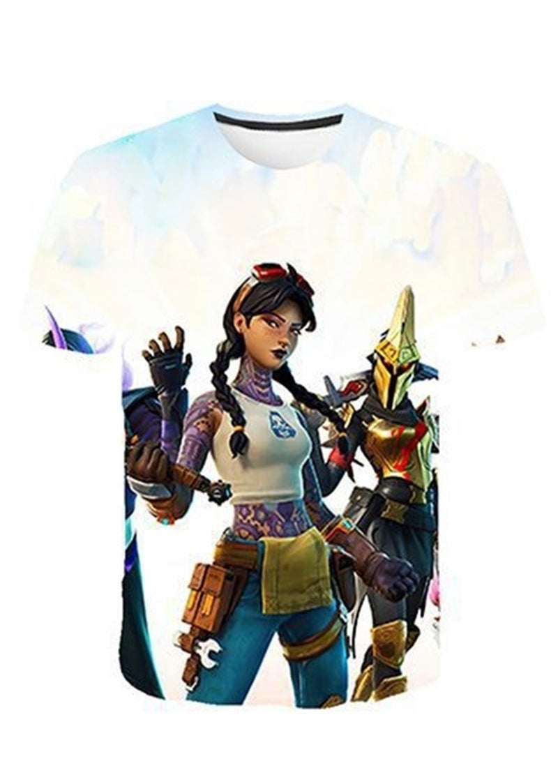 مجموعة Game Fortnite مجموعة شورت تي شيرت للأطفال بطباعة رقمية ثلاثية الأبعاد قابلة للتنفس - Image 2