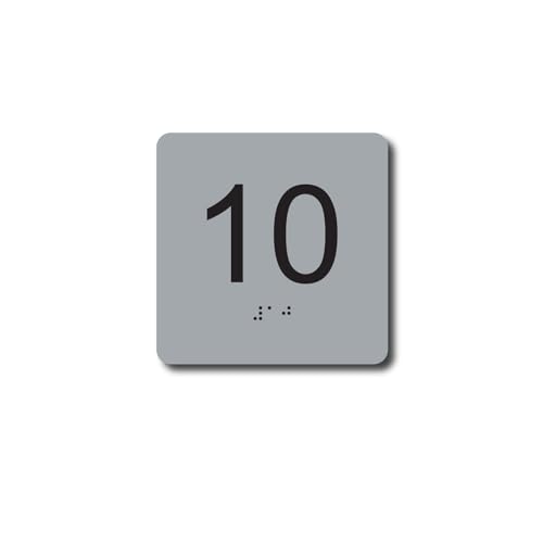 NapTags ADA Exam Room Number Sign with Tactile and Braille - 4" X 4" - Pack of 5 Numbered 1-5 or 6-10 (Silver 6-10) - Image 1
