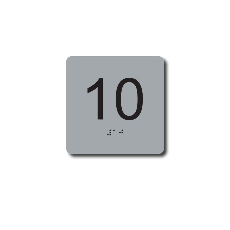 NapTags ADA Exam Room Number Sign with Tactile and Braille - 4" X 4" - Pack of 5 Numbered 1-5 or 6-10 (Silver 6-10) - Image 5