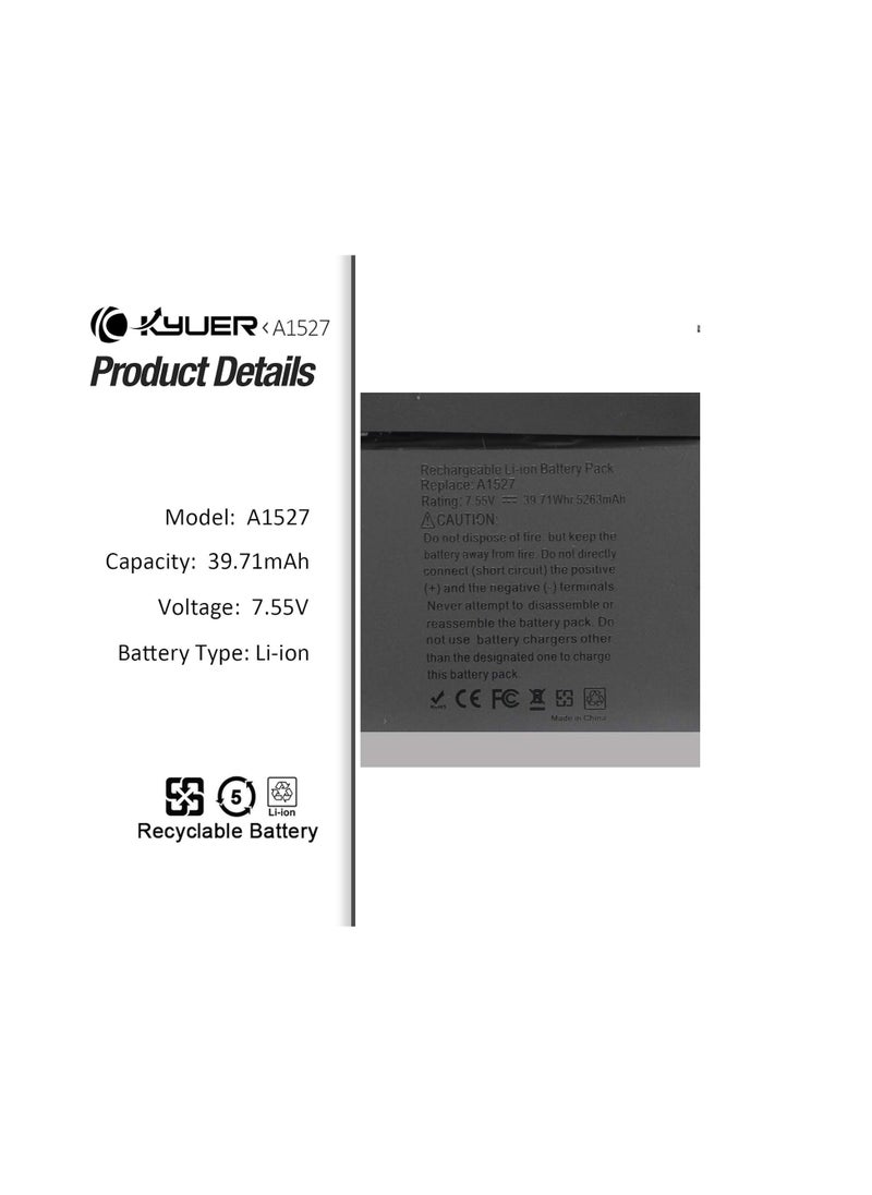 Generic A1527 A1705 Battery for MacBook Retina 12-inch A1534 Early 2015 2016 2017 BTO/CTO EMC 2746 2991 3099 MF865LL/A MF855LL/A MJY32LL/A MJJY32LL/A Y42LL/A 7.55V Lithium  - Image 3