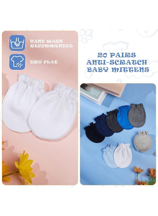 Syhood 20 Pairs Newborn Baby Boys Girls Mittens 0-6 Months Infant Toddler Mittens No Scratch Solid Color Gloves  - Image 3