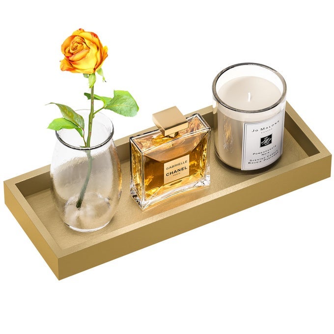 GOLD BATHROOM VANITY TRAY FOR SOAP DISPENSER PERFUME JEWELRY CANDLE MAKEUP DECOR TOILET TANK TRAY KITCHEN TRAY FOR SPICE SALT COFFEE 113L X 44W X 114H