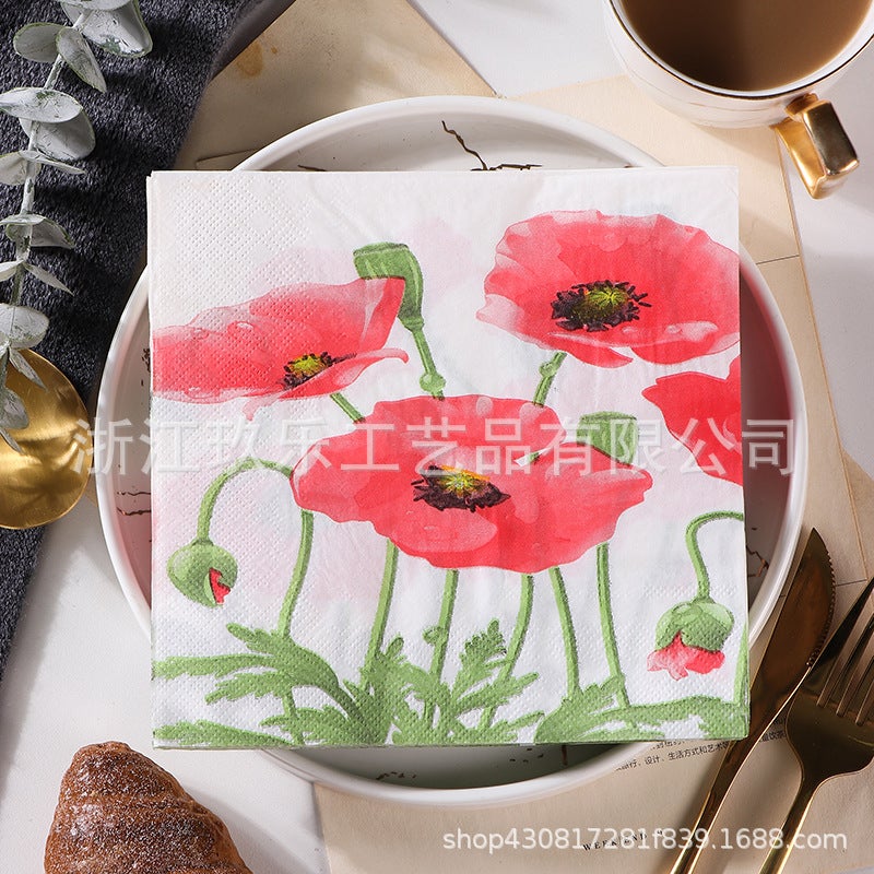 Supply Spot New Leaves Color Printing Napkin Paper Towel Western Restaurant Bakery For Facial Tissue - Image 1