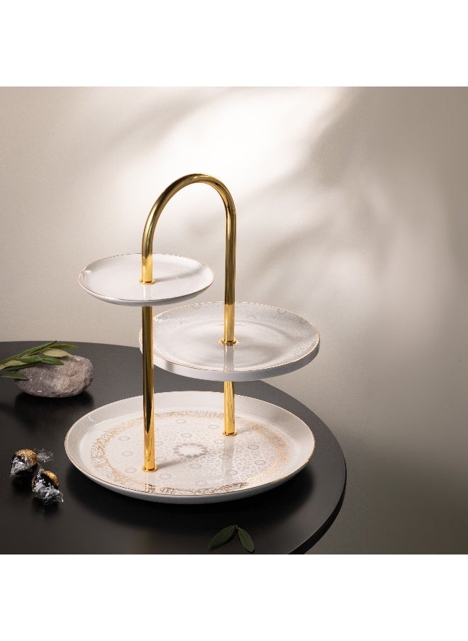 SIDDIQ Atheer 3-Tier Cake Serving Stand White Gold - Et2522 