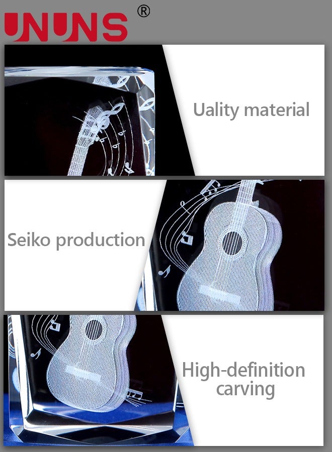 يو إن يو إن أس ضوء جيتار ليلي، ثلاثي الأبعاد ثقيل ورق الجيتار محفور بالليزر في مكعب زجاجي كريستالي، مصباح متوهج بألوان دافئة ثلاثية الأبعاد لمحبي الموسيقى، فكرة هدايا زينة ببلورات الجيتار لديكور مهرجان الأدوات الم - Image 3