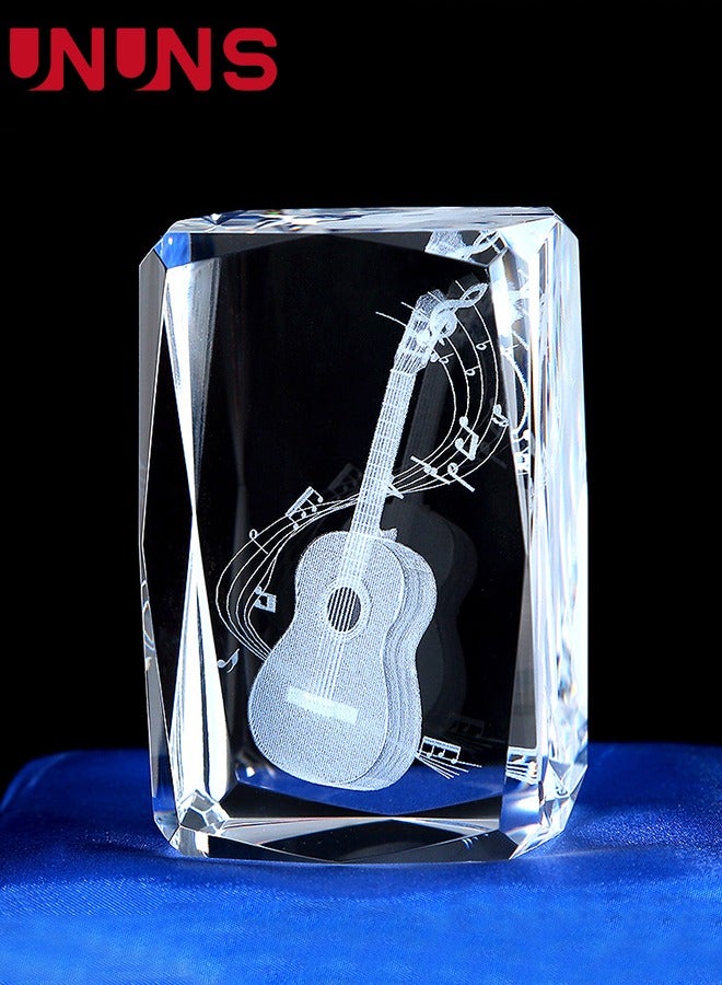 يو إن يو إن أس ضوء جيتار ليلي، ثلاثي الأبعاد ثقيل ورق الجيتار محفور بالليزر في مكعب زجاجي كريستالي، مصباح متوهج بألوان دافئة ثلاثية الأبعاد لمحبي الموسيقى، فكرة هدايا زينة ببلورات الجيتار لديكور مهرجان الأدوات الم - Image 2