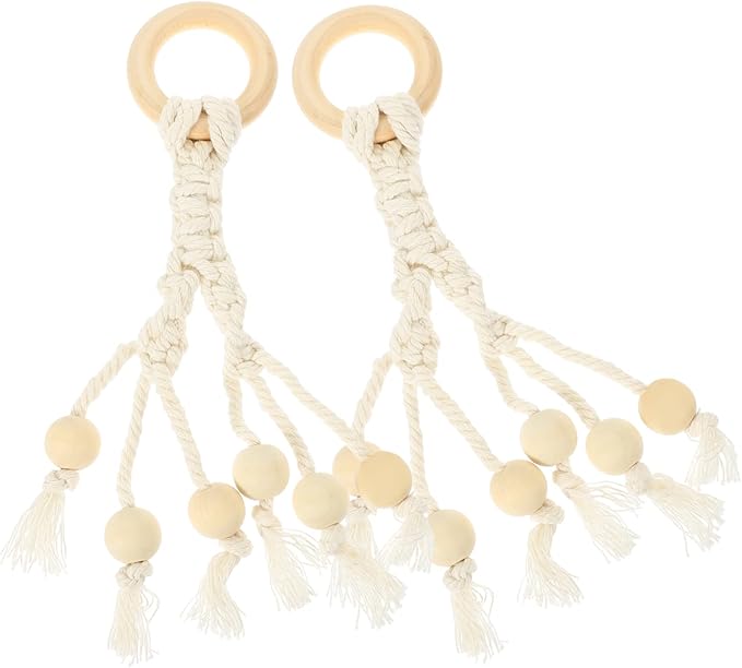 Handwoven Cotton Rope Banana Hangers Fruit Vegetable Holder Kitchen Decor Beige - Image 1