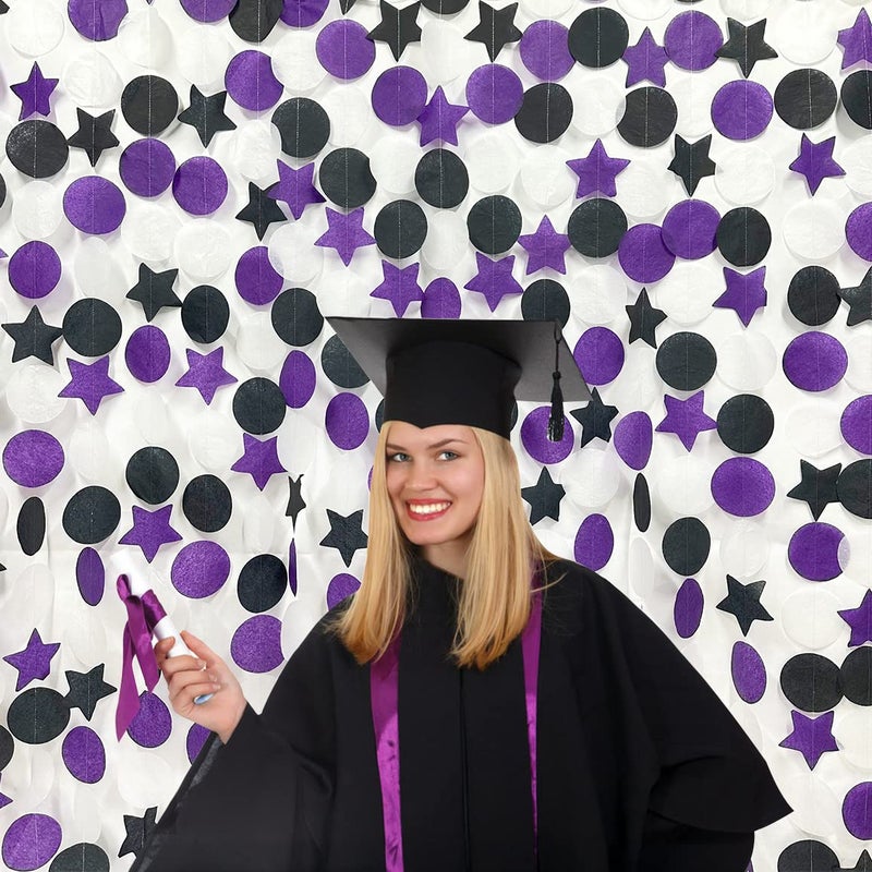 pinkblume 173 Ft Purple Black and White Party Decorations Big Star Circle Dot Backdrop Streamer Garland for Graduation Birthday Bachelorette Engagement Wedding Bridal Shower Baby Shower Halloween Party Supplies - Image 5
