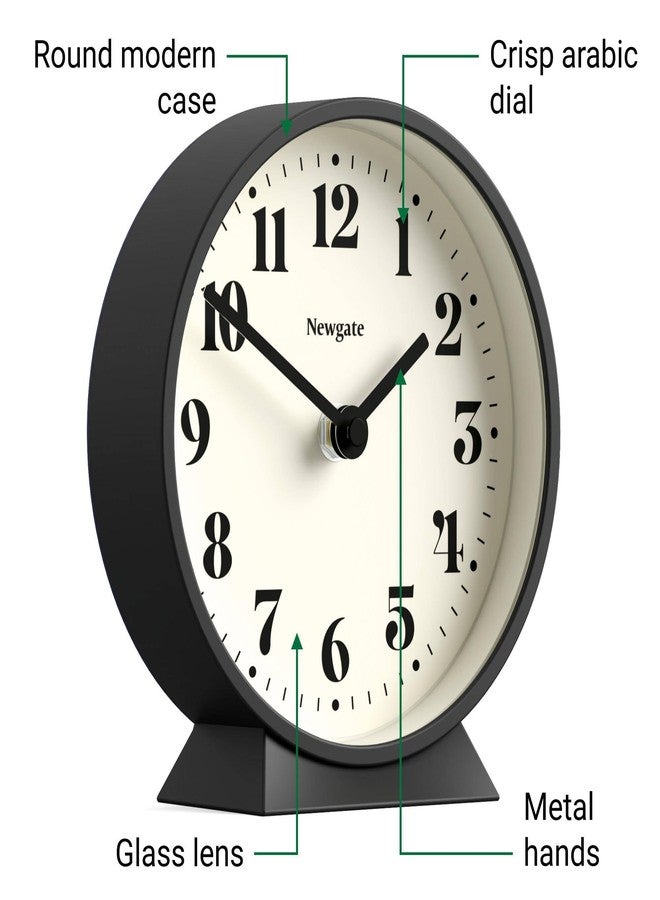 NEWGATE® Theatre Mantel Clock | Modern Classic Round Design | Black | Contemporary Style for Desk, Table, Shelf or Bedside - Image 5