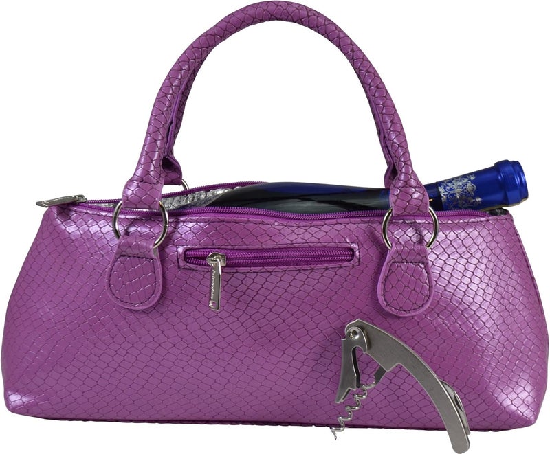 Primeware Wine Clutch Bag (Thermal Insulated) Trendy Women’s Carry Tote | Holds Red & White 750mL Bottles | Trendy Fashion | Incl. Portable Waiter-Style Corkscrew (Lavender Burmese) - Image 1