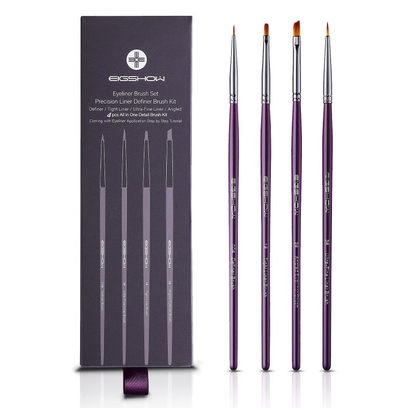 EIGSHOW Eyeliner Brush Set, Ultra Fine Gel Eyeliner Brush for Precision Eye Liner, Eyebrow Filling, Face Painting, 4 Pieces - Image 1