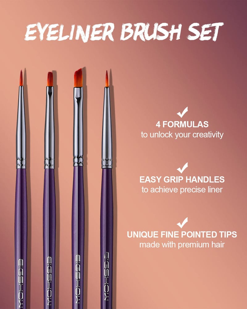 EIGSHOW Eyeliner Brush Set, Ultra Fine Gel Eyeliner Brush for Precision Eye Liner, Eyebrow Filling, Face Painting, 4 Pieces - Image 2