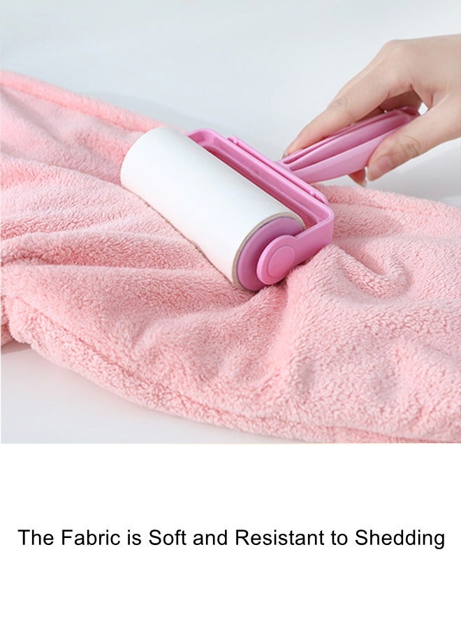 WooFree 2 Pcs Instant Hair Drying Towel Double Thickened Coral Fleece Fabric Pink - Image 3