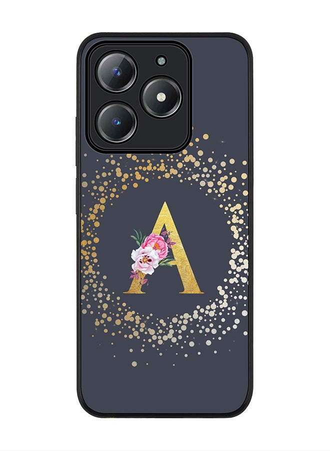 Stylizedd For Realme C63 / Realme C61 4G Case,Slim fit Camera Protection, Shockproof Thin Phone cover  - Custom Monogram Floral - A  (Grey ) - Image 1