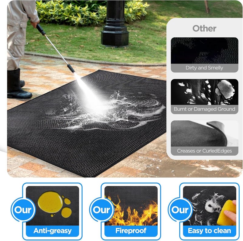 Fondpen Large 76x52 inches Under Grill Mat for Outdoor Grill,Double-Sided Fireproof Grill Pad for Fire Pit,Indoor Fireplace Mat Fire Pit Mat,Oil-Proof Waterproof BBQ Protector for Deck and Patio - Image 5