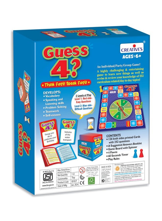 Creative's Creative’s Guess 4 ? | Vocabulary Building Game | Entertaining Board Game |Fun & Challenging Board Game | Family Board Game | Children Party & Group Board Game | Ages 6 & Up - Image 5
