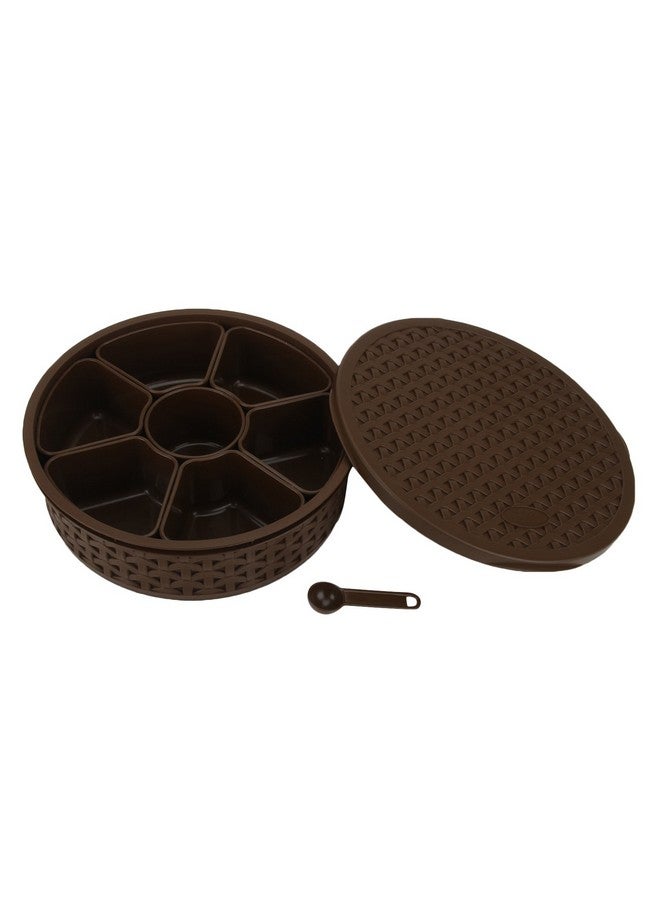 Jaypee Plus Spice Souk Spice Keeper Plastic Square 7 Sections Multipurpose Masala Rangoli Dabba Box Set, Spice Box Set - Brown (Masala Box - 7 in 1) - Image 1