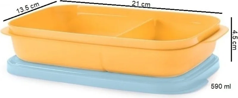 Tupperware Lunch Box with Compartments 590 ml Orange Storage Container