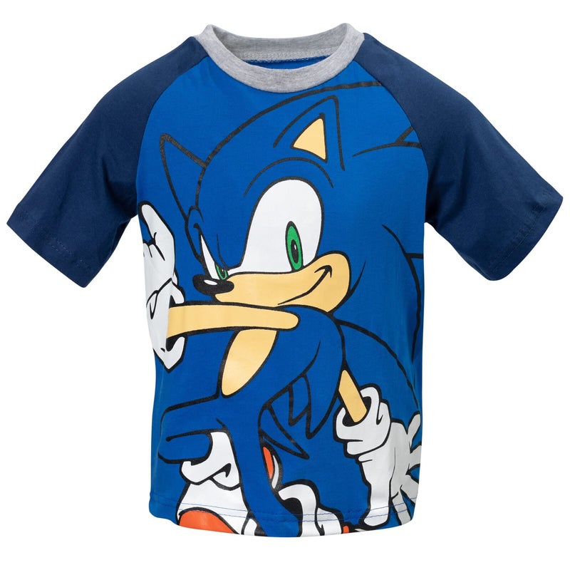 SEGA Sonic The Hedgehog Little Boys Graphic T-Shirt French Terry Shorts Outfit Set Blue/Gray 7-8 - Image 3