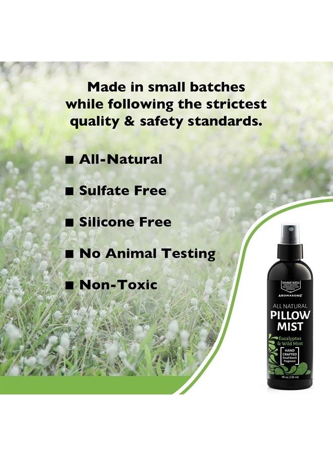 Aromasong Eucalyptus & Wild Mint Pillow Spray - All Natural Calming Linen & Bedtime Mist for Deep Sleep - Aromatherapy Essential Oils for Sleeping  - Image 1