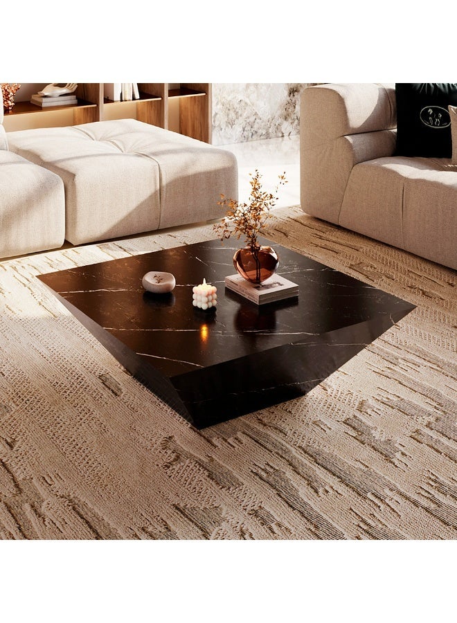 Al Home Merkina Luxe Sleek Black Marble Center Table By Alhome 100x100x42 cm - Image 5