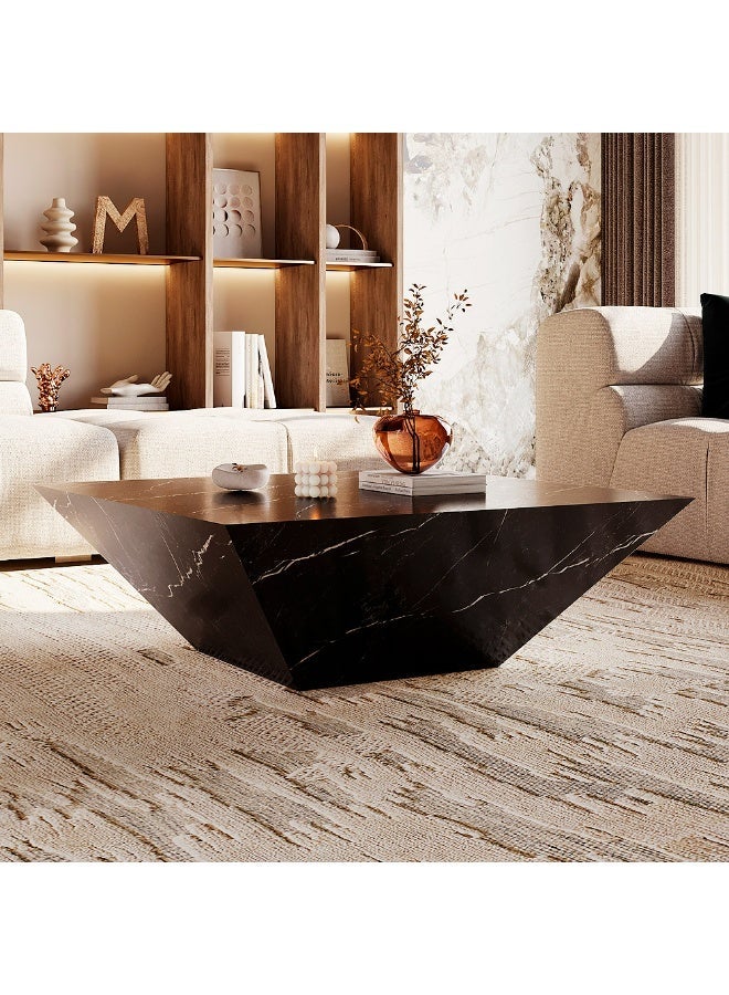 Al Home Merkina Luxe Sleek Black Marble Center Table By Alhome 100x100x42 cm - Image 3