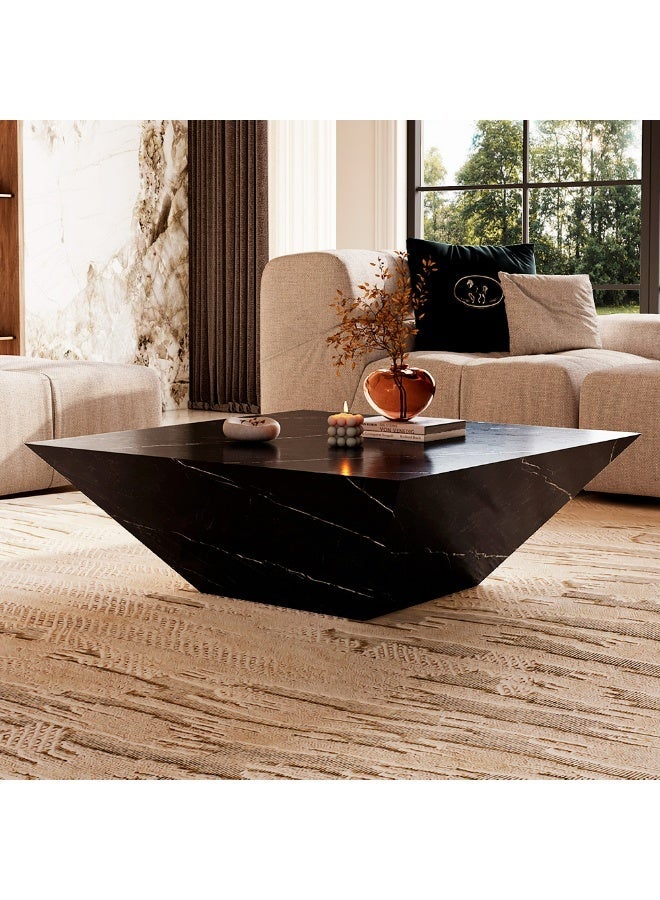 Al Home Merkina Luxe Sleek Black Marble Center Table By Alhome 100x100x42 cm - Image 1