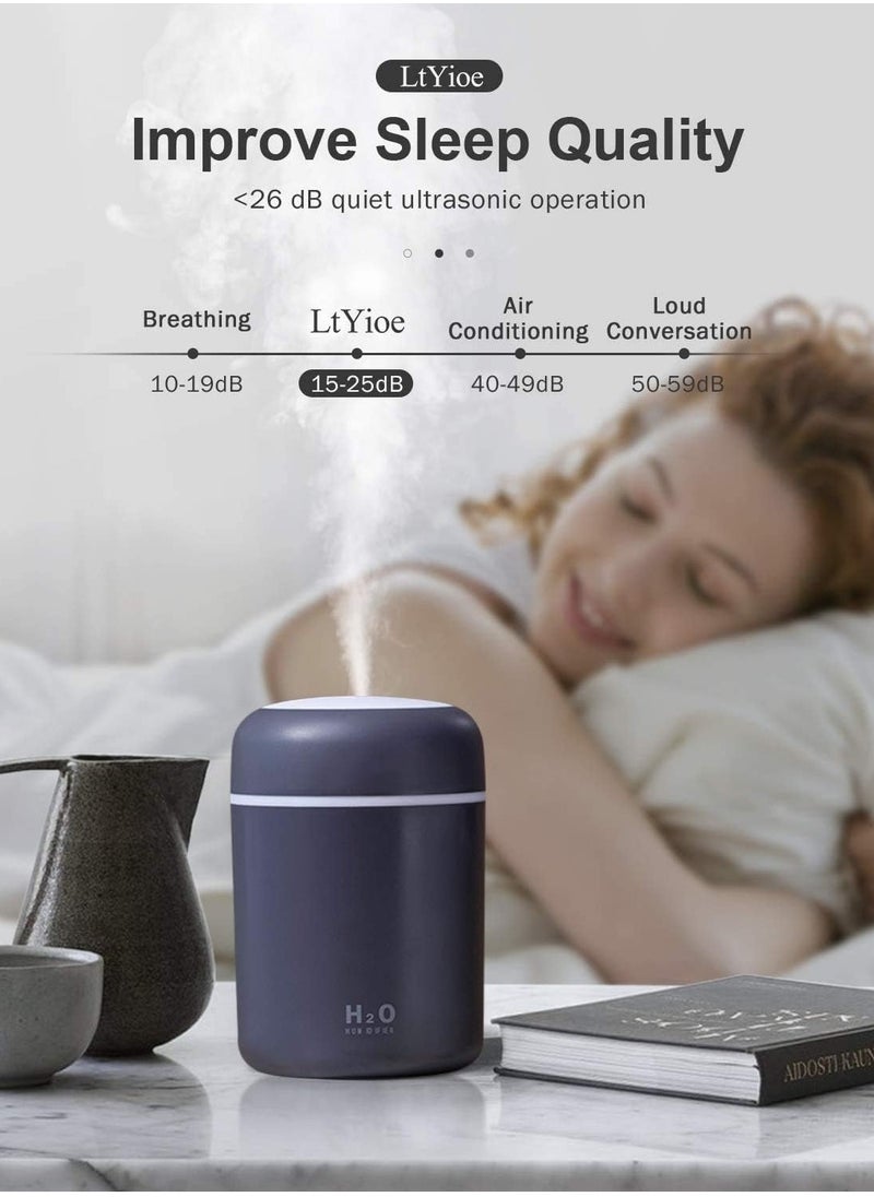 MIXDE Humidifier Portable Mini Humidifiers for Bedroom, 300ML Personal Desktop Air Humidifier with Colorful Cycling Light, 2 Mist Modes and Auto Shut-Off, Super Quite for Office Home Car (Navy)  - Image 5