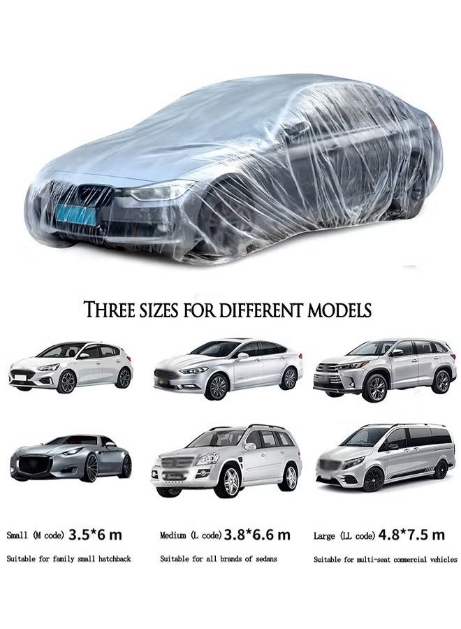 Disposable Car Cover Clear Plastic Car Cover Outdoor Universal Rain Dust Garage Cover with Elastic Band - Image 2