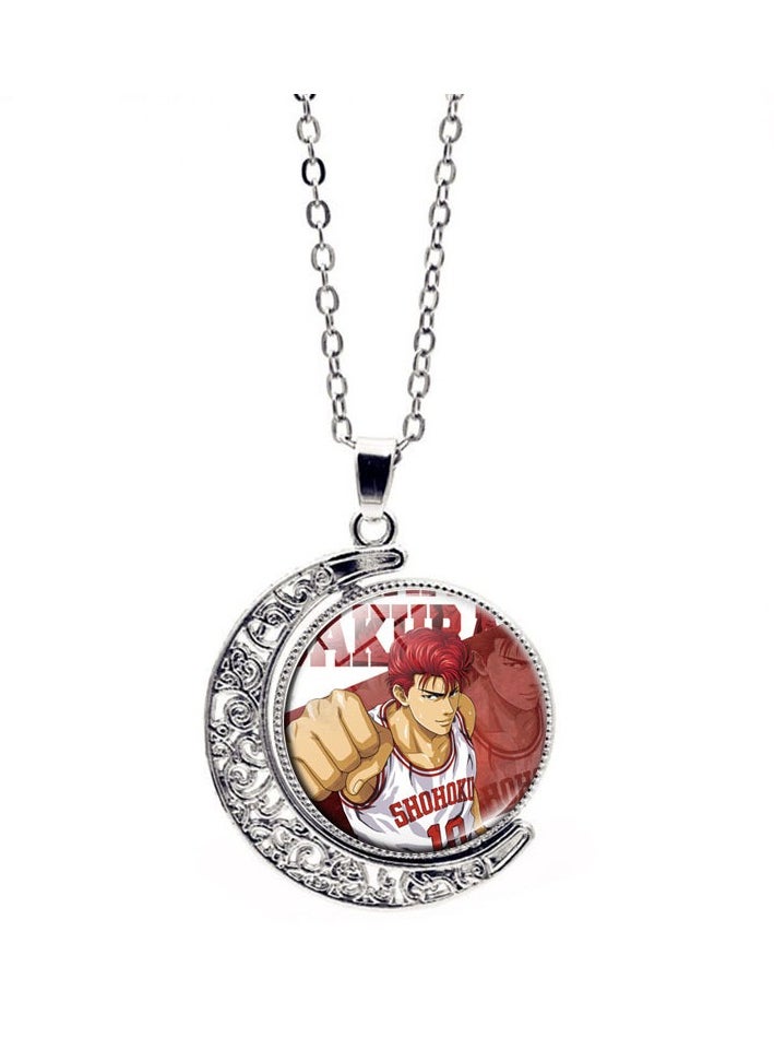 KUYING New Slam Dunk Double Sided Rotating Moon Pendant Necklace 