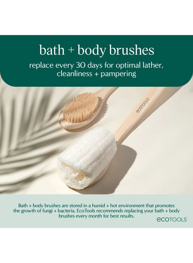 Ecotools 2-in-1 EcoPouf Bath Brush, Loofah Brush for Bath & Shower, with Long Handle & Recycled Netting for Cleansing & Exfoliating, Back Brush for Men & Women, Eco-Friendly & Cruelty-Free, 1 Count - Image 5