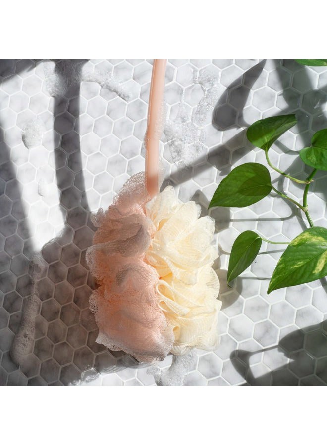Ecotools 2-in-1 EcoPouf Bath Brush, Loofah Brush for Bath & Shower, with Long Handle & Recycled Netting for Cleansing & Exfoliating, Back Brush for Men & Women, Eco-Friendly & Cruelty-Free, 1 Count - Image 4
