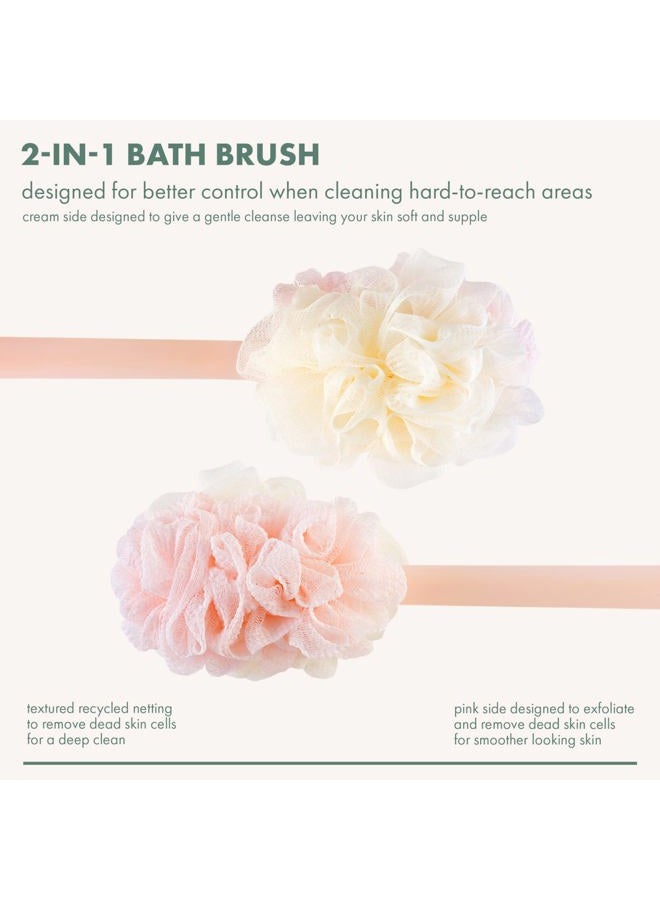 Ecotools 2-in-1 EcoPouf Bath Brush, Loofah Brush for Bath & Shower, with Long Handle & Recycled Netting for Cleansing & Exfoliating, Back Brush for Men & Women, Eco-Friendly & Cruelty-Free, 1 Count - Image 2