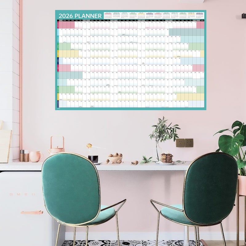 Artfan 2026 Yearly Wall Calendar - 2026 Wall Calendar, Jan. 2026 - Dec. 2026, 2026 Yearly Calendar with Julian Dates, Thick Paper, Round Sticks, 34.9" x 23.1"(Open) - Colorful - Image 2