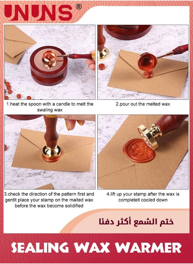 UNUNS Sealing Wax Warmer,Wax Seal Kit With 1 Candle Furnace,1 Wooden Handle Melting Wax Spoon,10 Tealight Candles,Great For Manuscripts Envelopes Parcels Cards Crafts,Gifts Wedding Invitations  - Image 4