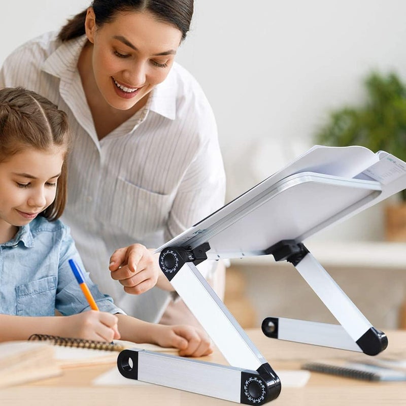 Goodern Multifunctional Laptop Stand with Page Clips, Ergonomic Bed Sofa Book Stand- White - Image 4