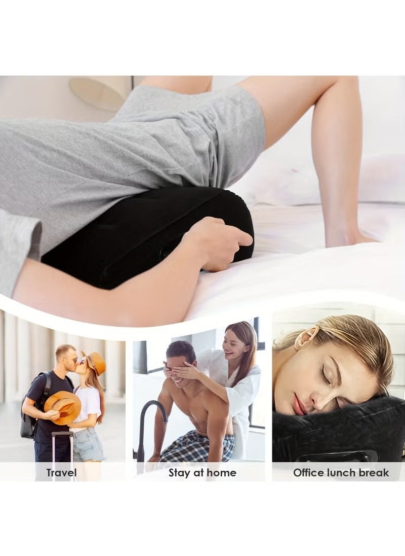 NIBEMINENT Leg positioning pillow with inflatable  pillow, portable cushion, sleeping pillow, leg raise bed sofa, travel camping  - Image 2