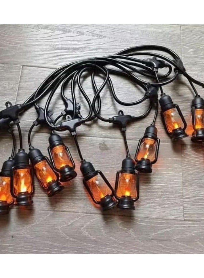 Ramadan decorative lamps, lantern, lantern necklace, 5 meters, 10 lanterns, yellow lighting, LED lighting - Image 1