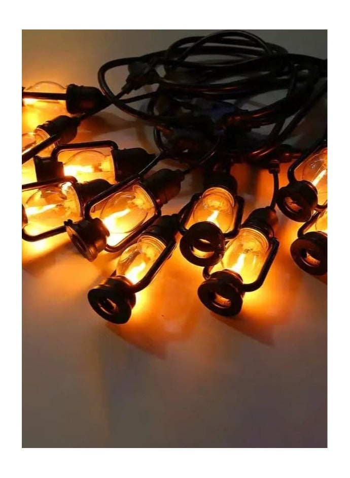 Ramadan decorative lamps, lantern, lantern necklace, 5 meters, 10 lanterns, yellow lighting, LED lighting - Image 2