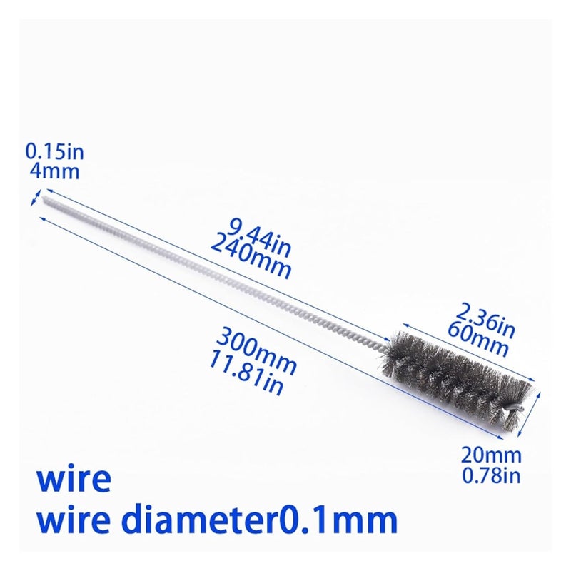 Wire Tube Brushes Hand Tool Brushes 60 x 300mm Long Stainless Steel Wire and Copper Cleaning Twisted-in-Wire Pipe Rust Remove(Diameter20) - Image 2
