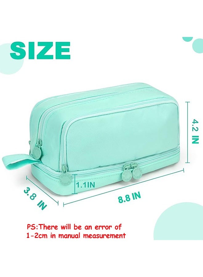 Photon حافظة أقلام رصاص كبيرة السعة، حافظة أقلام رصاص كبيرة السعة 4 أقسام، حقيبة تخزين كبيرة من القماش، حافظة أقلام تحديد حقيبة قرطاسية بسيطة للمدرسة والكلية ومنظم للمكتب للمراهقين والفتيات والبالغين والطلاب (أخضر) - Image 2