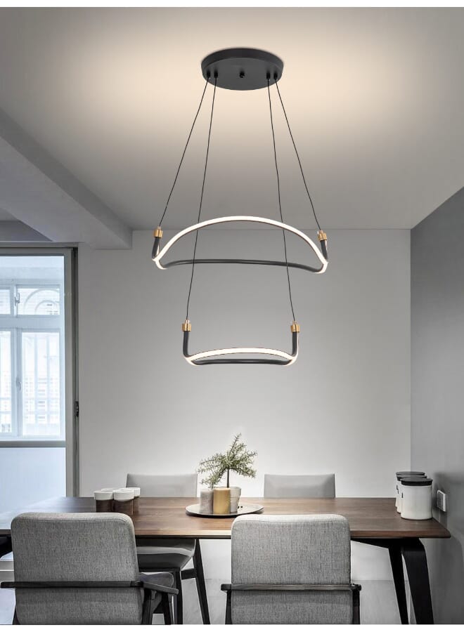 Best Power Modern LED 6556 Dimmable Chandelier with 3 Adjustable Brightness Levels - Elegant 2-Rings Design for Dining Rooms & Living Spaces - Image 1