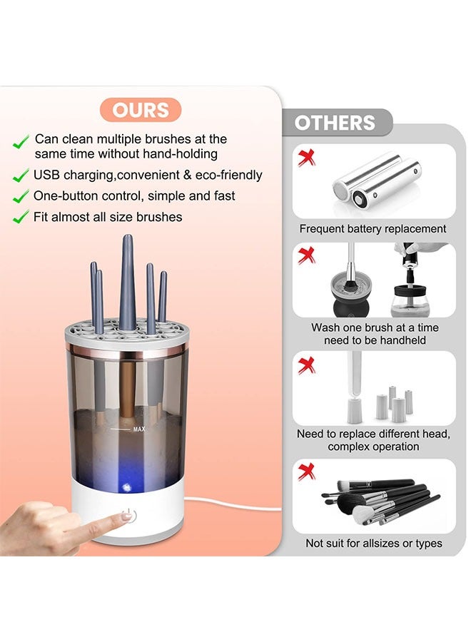 منظف فرش المكياج الكهربائي، جهاز تنظيف فرش المكياج لجميع أحجام فرش المكياج، هدية رائعة - Image 3