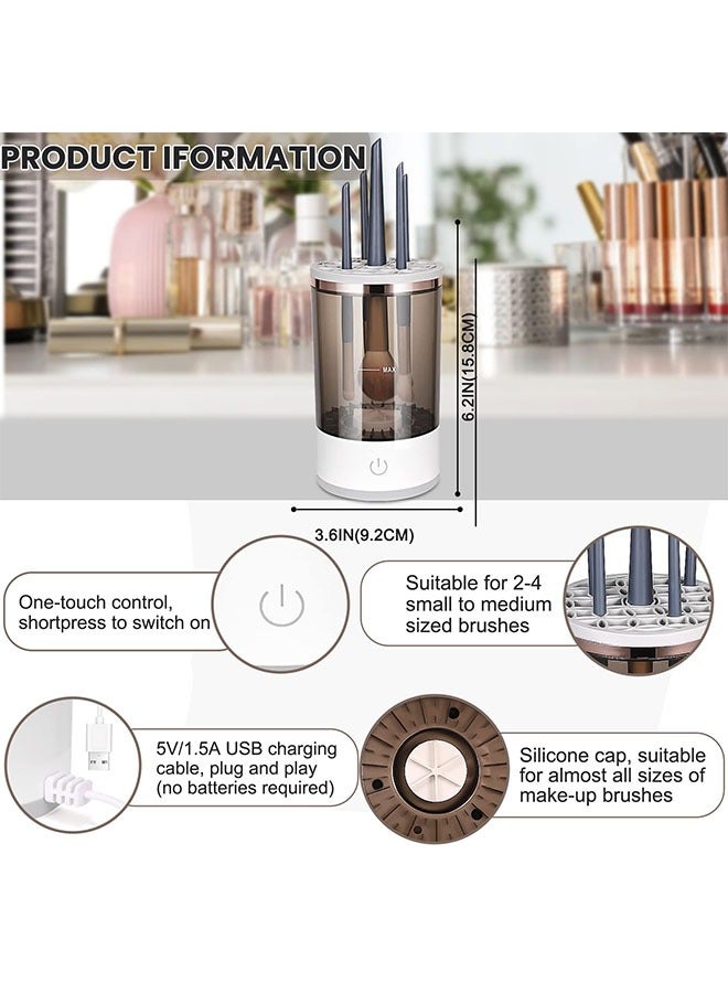 منظف فرش المكياج الكهربائي، جهاز تنظيف فرش المكياج لجميع أحجام فرش المكياج، هدية رائعة - Image 2
