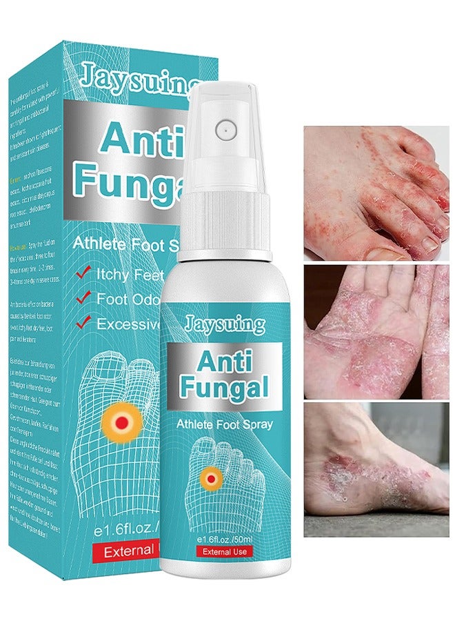 Jaysuing Anti Fungal Athletes Foot Treatment Spray, Anti-Fungi Treatment For Feet Itchy, Sweating, Peeling And Blisters, Natural Ingredients Foot Fungi Spray For Tinea Pedis 50ML - Image 1