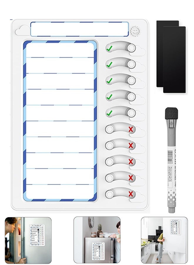 إم إكس إن مخطط المهام للأطفال مع 2 منزلقات وعلامة مغناطيسية - لوحة تخطيط المهام الروتينية لقائمة المهام وقائمة المهام للثلاجة، وعناصر التحقق من المنزل بنفسك وتشكيل عادة جيدة - Image 1