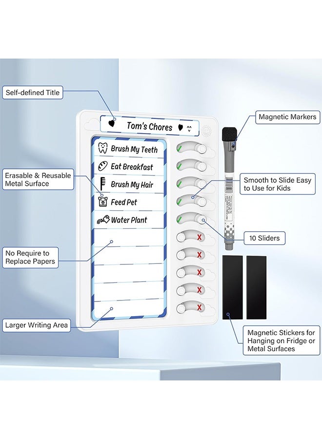 إم إكس إن مخطط المهام للأطفال مع 2 منزلقات وعلامة مغناطيسية - لوحة تخطيط المهام الروتينية لقائمة المهام وقائمة المهام للثلاجة، وعناصر التحقق من المنزل بنفسك وتشكيل عادة جيدة - Image 3