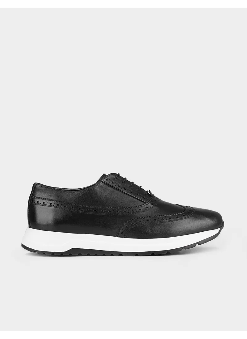 كاباني Leather Black Lace-Up Men's Casual Shoes