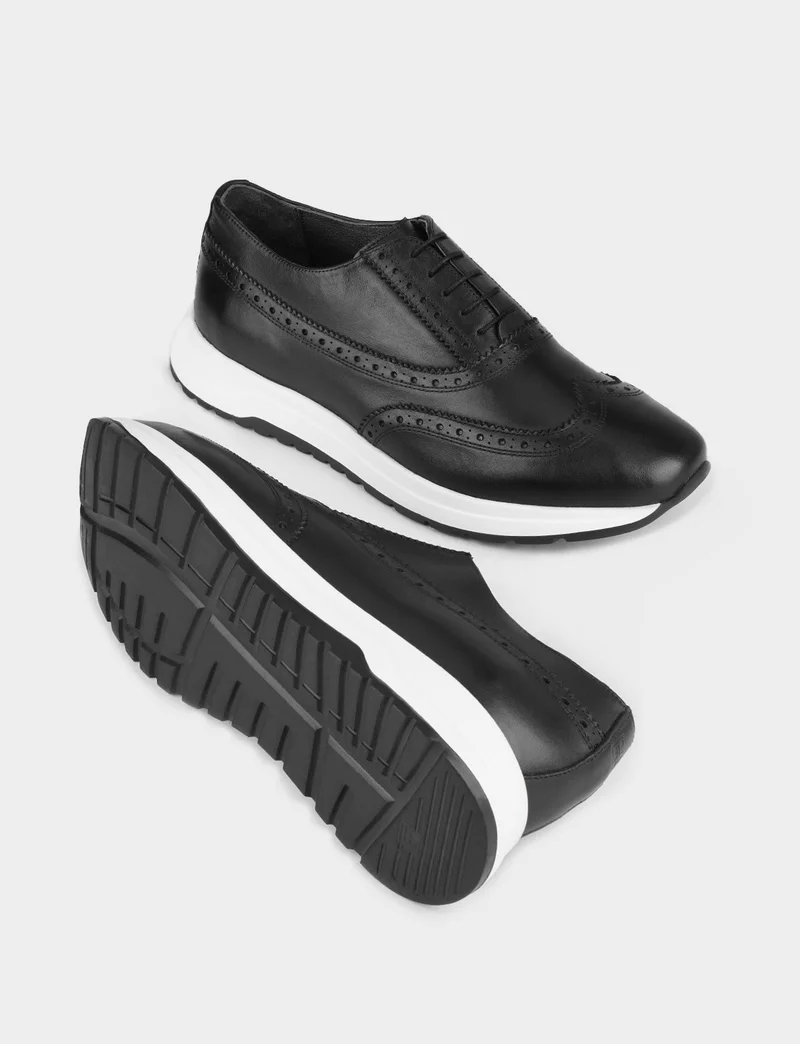 Cabani Leather Black Lace-Up Men's Casual Shoes